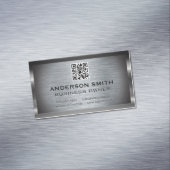 Metallic geborstelde achtergrond | QR-code Magnetisch Visitekaartje (Voorbeeld)