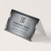 Metallic geborstelde achtergrond | QR-code Visitekaartje (Voorkant)