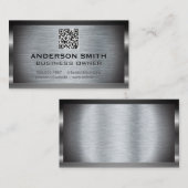 Metallic geborstelde achtergrond | QR-code Visitekaartje (Voorkant / Achterkant)