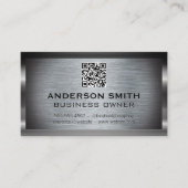Metallic geborstelde achtergrond | QR-code Visitekaartje (Voorkant)