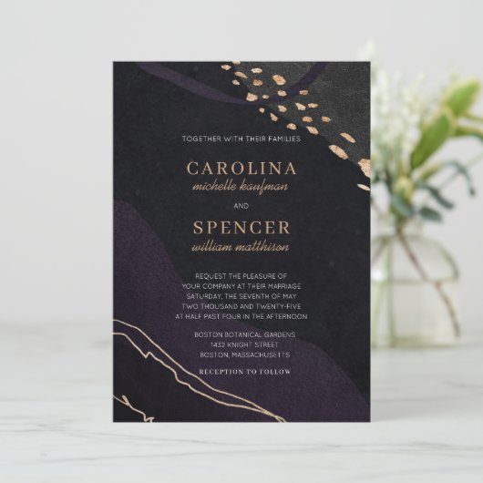 Metallic Geode Wedding Kaart (Staand voorkant)