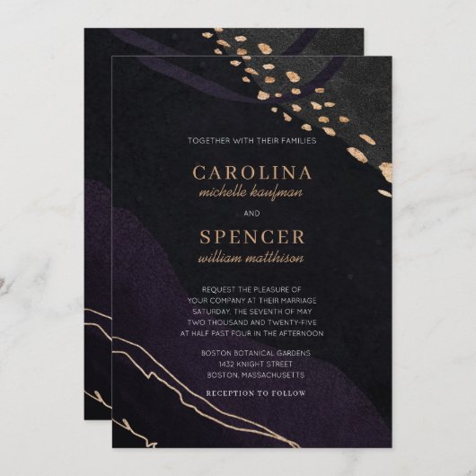 Metallic Geode Wedding Kaart (Voorkant / Achterkant)