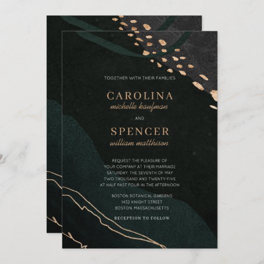 Metallic Geode Wedding Kaart (Voorkant / Achterkant)