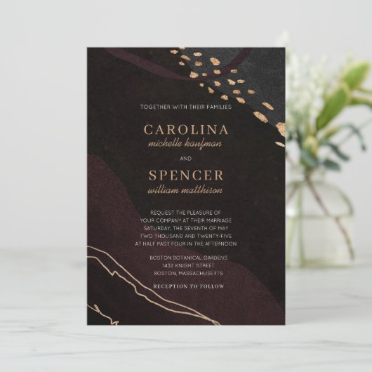 Metallic Geode Wedding Kaart (Staand voorkant)