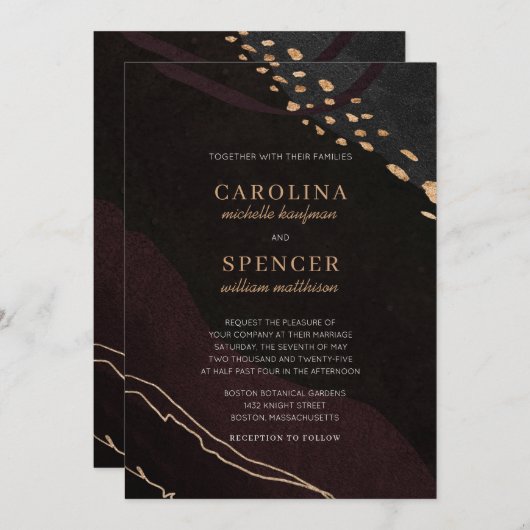 Metallic Geode Wedding Kaart (Voorkant / Achterkant)