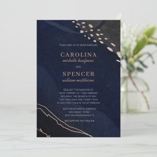 Metallic Geode Wedding Kaart (Staand voorkant)