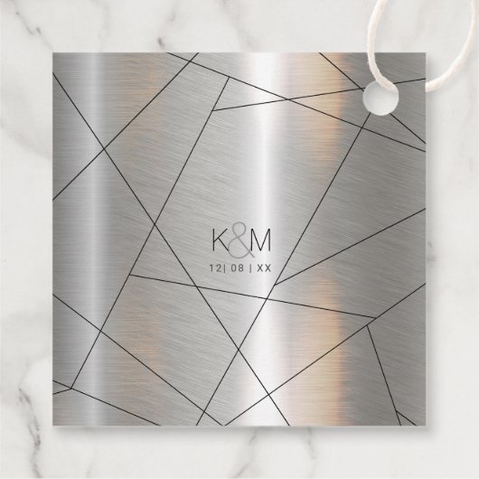 Metallic geometric Bedankt Silver/Black ID648 Bedankjes Labels (Achterkant)