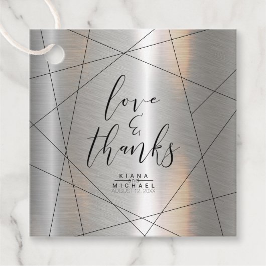 Metallic geometric Bedankt Silver/Black ID648 Bedankjes Labels (Voorkant)