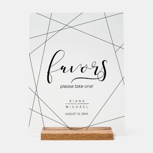 Metallic geometric Favors Silver ID648 Acryl Bord (Voorkant)