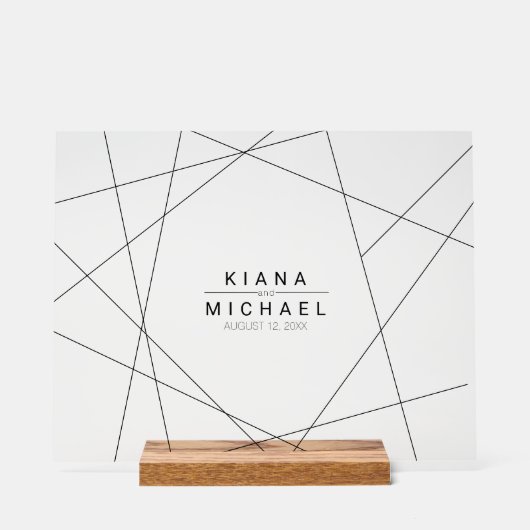 Metallic Geometric Wedding Black ID648 Acryl Bord (Voorkant)