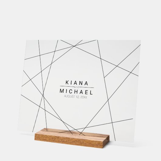 Metallic Geometric Wedding Black ID648 Acryl Bord (Hoek)