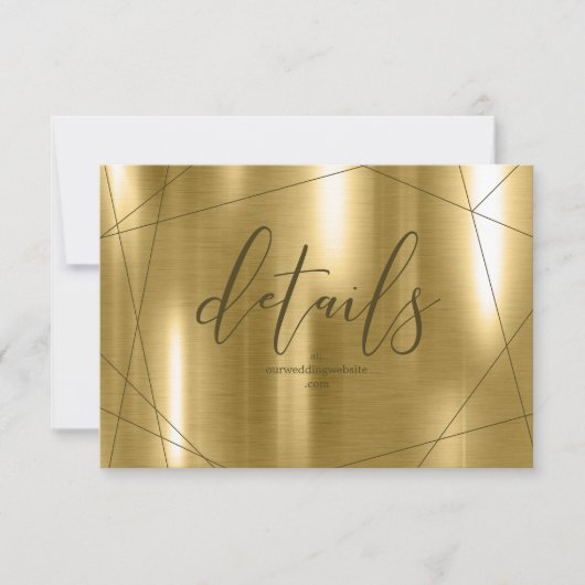 Metallic Geometric Wedding Details Gold ID648 RSVP Kaartje (Voorkant)
