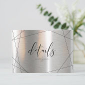 Metallic Geometric Wedding Details Silver ID648 RSVP Kaartje (Staand voorkant)