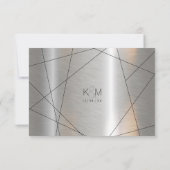 Metallic Geometric Wedding Details Silver ID648 RSVP Kaartje (Achterkant)