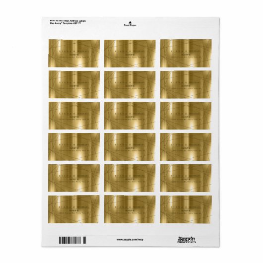 Metallic Geometric Wedding Gold ID648 Etiket (Full Sheet)