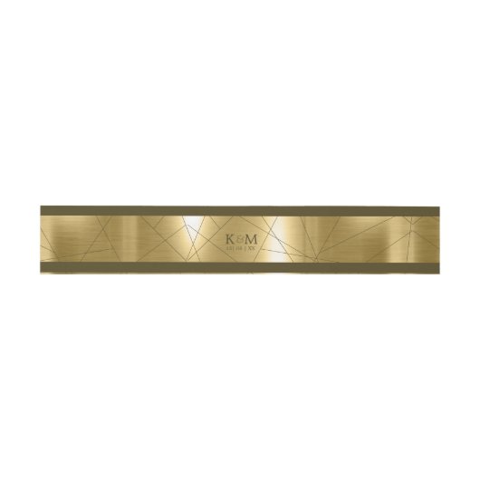 Metallic Geometric Wedding Gold ID648 Uitnodigingen Wikkel (Vlak)
