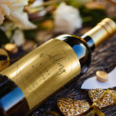 Metallic Geometric Wedding Gold ID648 Wijn Etiket