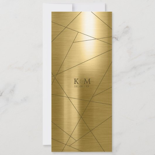 Metallic Geometric Wedding Menu Gold ID648 (Achterkant)