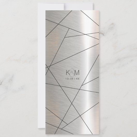 Metallic Geometric Wedding Menu Silver/Black ID648 (Achterkant)