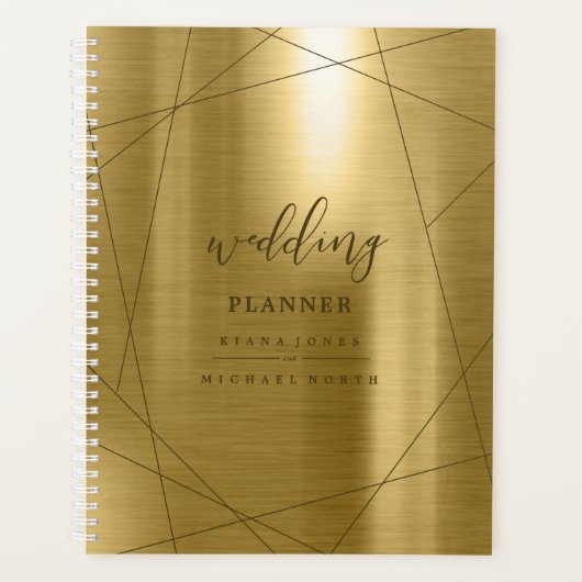 Metallic Geometric Wedding Plans Gold ID648 Planner (Voorkant)