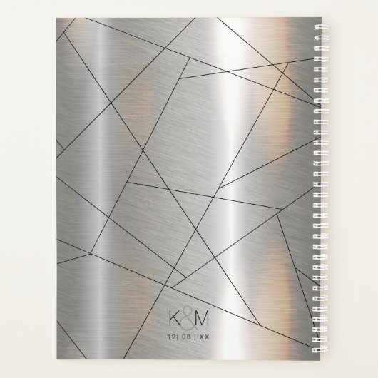 Metallic Geometric Wedding Plans Silver/Blk ID648 Planner (Achterkant)