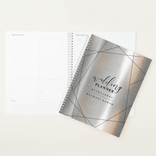 Metallic Geometric Wedding Plans Silver/Blk ID648 Planner (Display)