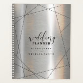 Metallic Geometric Wedding Plans Silver/Blk ID648 Planner (Voorkant)