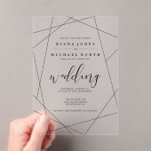 Metallic Geometric Wedding Silver/Black ID648 Acryl Uitnodigingen (Insitu (Draagbaar))