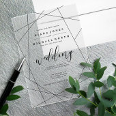 Metallic Geometric Wedding Silver/Black ID648 Acryl Uitnodigingen