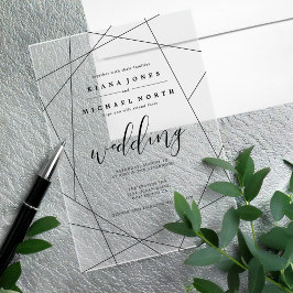 Metallic Geometric Wedding Silver/Black ID648 Acryl Uitnodigingen