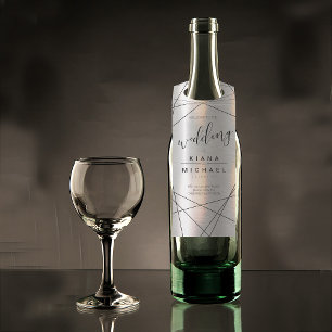 Metallic Geometric Wedding Silver/Black ID648 Flessenhanger