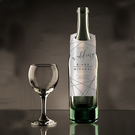 Metallic Geometric Wedding Silver/Black ID648 Flessenhanger