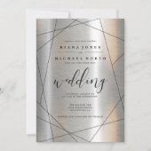 Metallic Geometric Wedding Silver/Black ID648 Kaart (Voorkant)