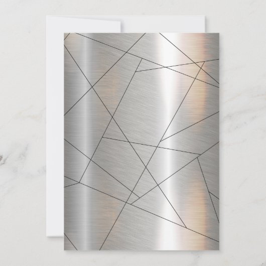 Metallic Geometric Wedding Silver/Black ID648 Kaart (Achterkant)