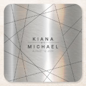 Metallic Geometric Wedding Silver/Black ID648 Kartonnen Onderzetters (Voorkant)
