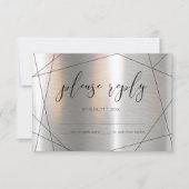 Metallic Geometric Wedding Silver/Black ID648 RSVP Kaartje (Voorkant)