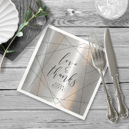 Metallic Geometric Wedding Silver/Black ID648 Servet