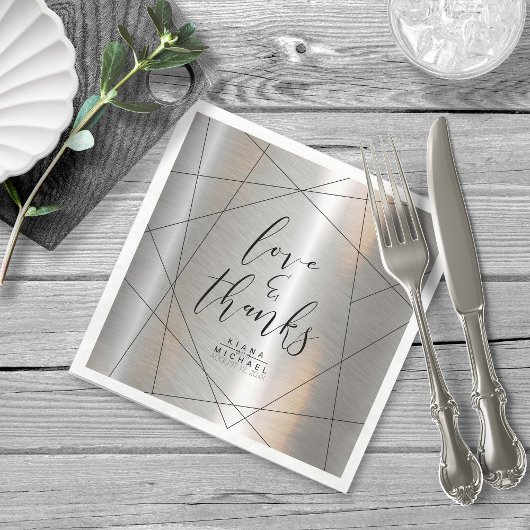 Metallic Geometric Wedding Silver/Black ID648 Servet