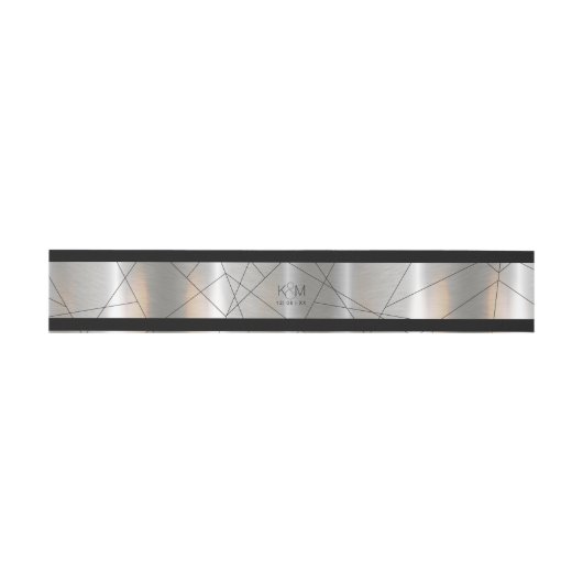 Metallic Geometric Wedding Silver/Black ID648 Uitnodigingen Wikkel (Vlak)