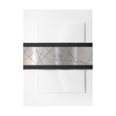 Metallic Geometric Wedding Silver/Black ID648 Uitnodigingen Wikkel (Voorkant Voorbeeld)