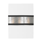 Metallic Geometric Wedding Silver/Black ID648 Uitnodigingen Wikkel (Achterkant Voorbeeld)