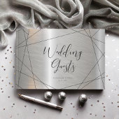 Metallic Geometric Wedding Silver ID648 Gastenboek