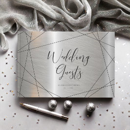 Metallic Geometric Wedding Silver ID648 Gastenboek
