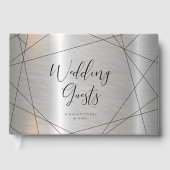 Metallic Geometric Wedding Silver ID648 Gastenboek (Voorkant)