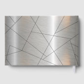 Metallic Geometric Wedding Silver ID648 Gastenboek (Achterkant)
