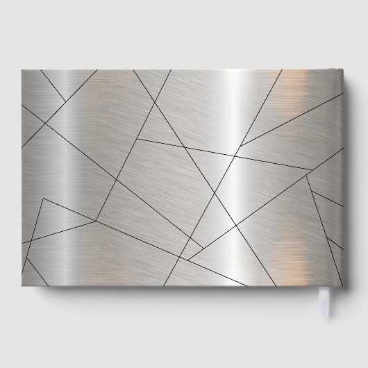Metallic Geometric Wedding Silver ID648 Gastenboek (Achterkant)