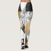 Metallic geometrisch: goud zilver marmer leggings (Achterkant)