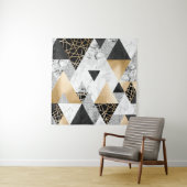 Metallic geometrisch: goud zilver marmer wandkleed (In situ)