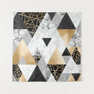 Metallic geometrisch: goud zilver marmer wandkleed