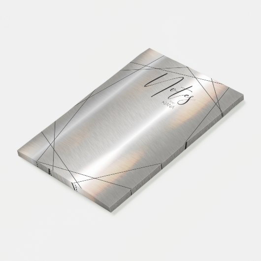 Metallic geometrische notities Silver/Black ID648 Post-it® Notes (Schuin)
